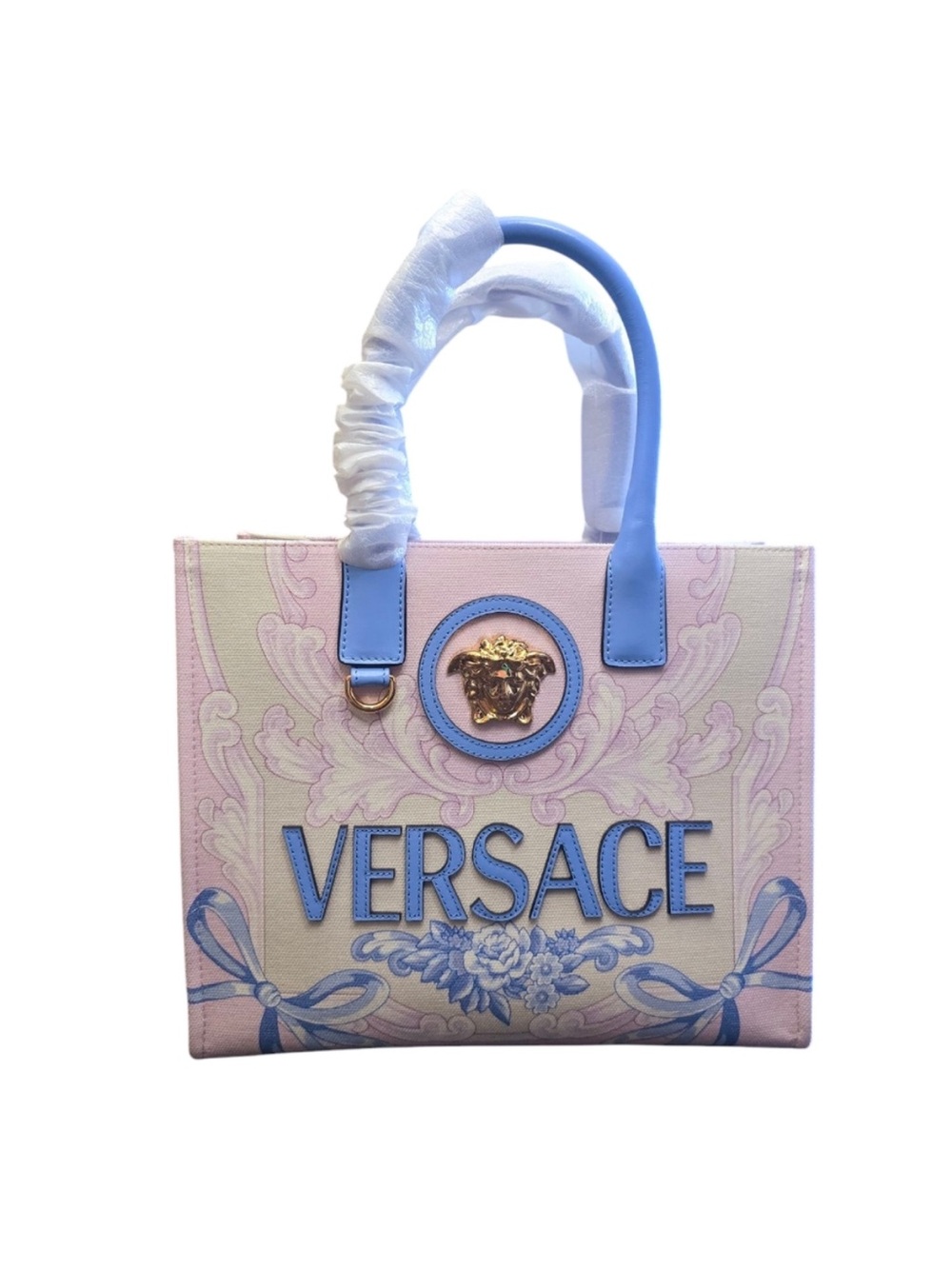 Versace Pink & Blue Medusa Tote Bag
